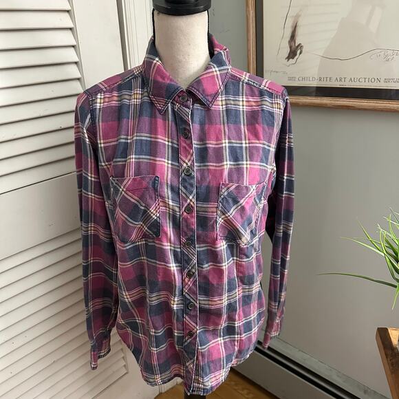Vintage WET SEAL Shirt Womens Medium Pink Plaid Button Down 89 Retro Y2K Grunge - Picture 4 of 9
